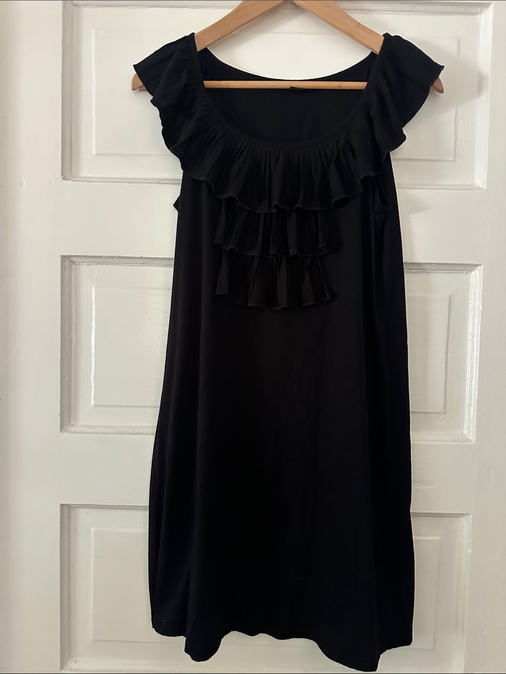 Classic Black Ruffle Neck Women's Dress